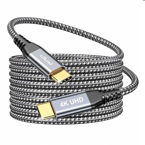 LDLrui langes USB-C Videokabel 4K@60Hz, extra lange Ausführung, 3m | 100W PD 3.0 Schnellladung & 20Gbps Datenübertragung, kompatibel mit MacBook, Smartphone, iPad, Type-C Monitor, Webcam