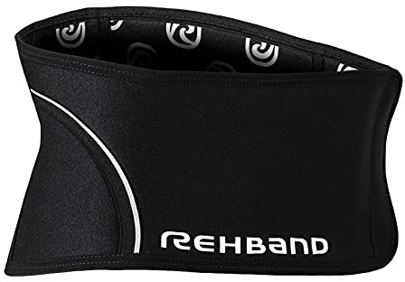 Rehband Rückenbandage Schwarz, Rückenstützgürtel aus 5mm SBR/Neopren, Stabilisationsgürtel für Rücken & Lendenwirbelsäule, Farbe:Schwarz, Größe:L