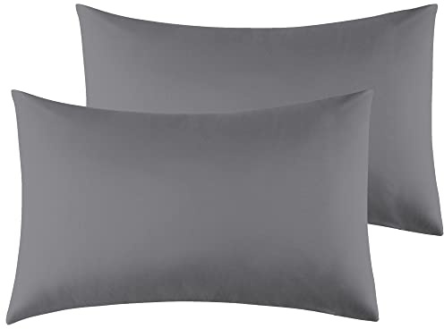 Federe Cuscini Letto Matrimoniale 50 x 80 cm,Coppia Federe in Microfibra Chiusura a Busta - Grigio Scuro