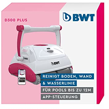 Robot de piscine BWT D300 Plus |Nettoyage optimal du fond, des parois et de la ligne d'eau pour les piscines jusqu'à 12 m | Meilleure performance de filtration & Smart Navigation | Contrôlable par app
