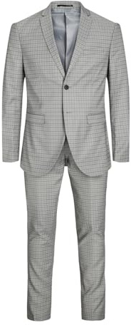 JACK & JONES Herr JPRFRANCO Check Suit SN kostym, ljusgrå melange/kontroll: super slim fit, 48, Ljusgrå melange/kontroller: supersmal passform, 48