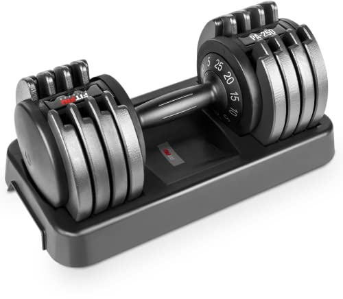 FITFIU Fitness PA-250 – Verstellbare Kurzhantel von 5 bis 25 kg für Krafttraining zu Hause, einstellbares All-in-One-Gewicht