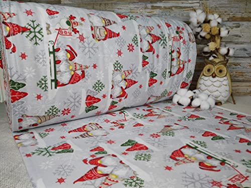 240cm Breit Meterware ab 50cm Weihnachtsstoffe Flanell Baumwolle Stoff Baumwollstoff Weihnachten Stoffe Weihnachtsstoff Bastelstoff Wichteln ÖKO-TEX VF0W0001 (Grau)