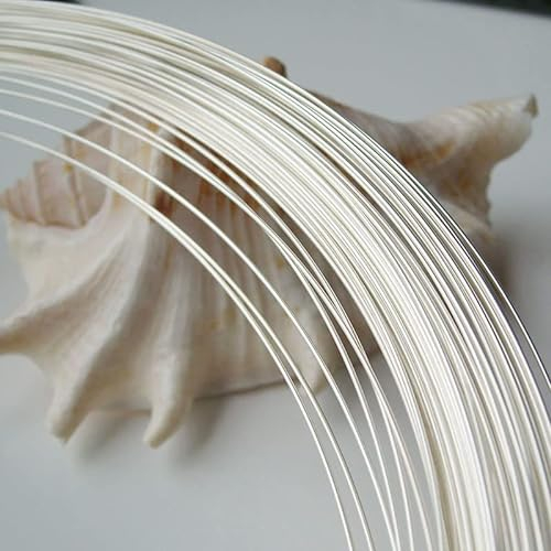 Metalldraht 1 Meter Silberdraht, 0,3–1,8 mm, hart, rund, massiver 925er-Silberdraht for Schmuck, DIY, Perlendraht-Zubehör(0.4mm)