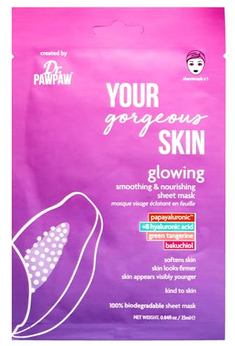Dr.PAWPAW Your Gorgeous Skin Glowing Sheet Mask: Soften, Younger Looking Skin, for All Skin Type with Hero Ingredient Papaya Hyaluronic