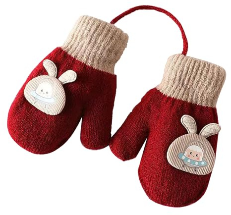 BNOYONERAS Baby vantar handskar barn vinterhandskar stickade handskar med plysch varma handskar barnhandskar vinter barnhandskar baby knythandske med snöre 1–3 år, Nr.5, S