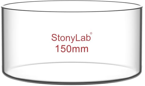 stonylab Kristallisierschale, Dickwandige Kristallisierschalen aus Hochwertigem Borosilikatglas für Kristallisation und Verdampfung im Labor, Flacher Boden, Ohne Ausguss, 1000 ml