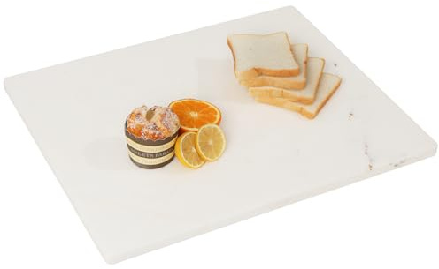 Soulscrafts Marmorstein-Schneidebrett für die Küche, 50,8 x 40,6 cm, weiß, großes Marmor-Gebäckbrett mit rutschfesten Füßen zum Backen, Käse, Wurst, Schokolade