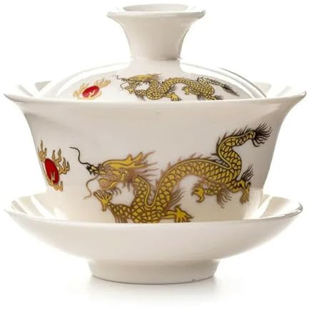 LAMPPE Tazze da tè Gaiwan Tradizionale Cinese Elegante zuppiera da tè in Ceramica con Coperchio, piattino, Tazza da tè Kung Fu