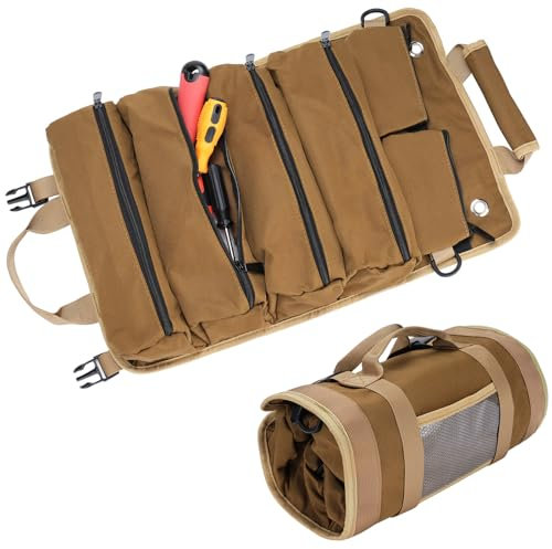 Drado Werkzeug-Rolltasche, tragbare Werkzeugtasche zum Aufrollen, Mehrzweck-Werkzeuge, robuster Werkzeug-Organizer (Khaki)