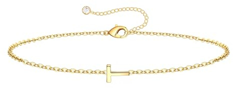 TINGN Gold Silber Armband für Mädchen Damen - 18K Gold/Weißgold Vergoldete Zierliche Dünne Armband mit Buchstaben Armbänder Personalisiert Trauzeugin Geburtstagsgeschenk für Frauen Teenager Mädchen