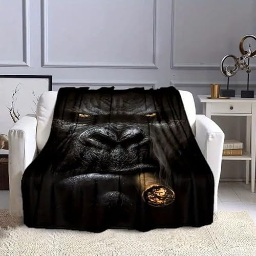 YZQGLHP Kuscheldecke 150x200 Gorilla Kuscheldecken Falten Beständig Weich Flanell Flauschige Decke für Fernsehen, Auf Dem Sofa/Bett Faulenzen