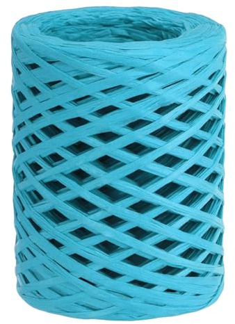 PATIKIL Raffia Ribbon 100 Yard, 1 Roll Natural Packing Paper Twine String for Crochet Box Wrapping Craft Holiday Decor, Sky Blue