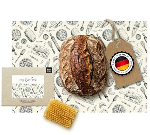 little bee fresh Bio-Bienenwachstuch großes Brottuch aus Deutschland - hält Lebensmittel natürlich, schön & plastikfrei frisch! Handgemacht aus Bio-Rohstoffen (Brotdesign)