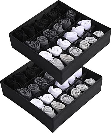 JARAGAR Schubladen Organisator, 2 Pakete Non-Woven Fabric Schubladen Organizer System 24-Zellen Faltbar Schrank Organiser Unterwäsche Organizer Kleiderschrank für Socken Unterwäsche Krawatten