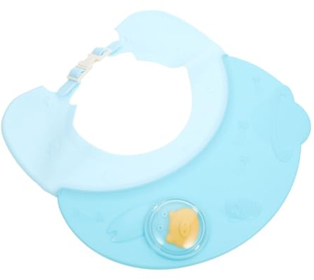 Duschhaube für Babys und Kinder, Blaue Shampoo Haube aus Kunststoff | Verstellbare Größe, Schnellverschluss an Seite, Schützt Ohren und Augen