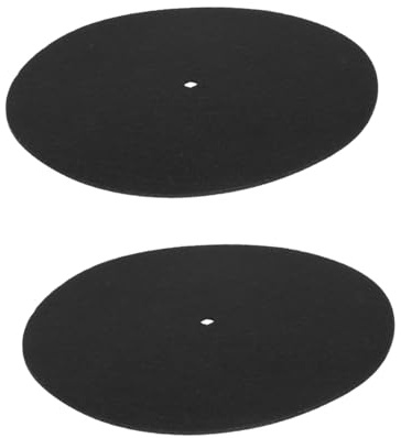 2 Stück Plattenspieler Pad Schallplattenschutzmatten aus Filz Schwarz | Rutschfest, Einfache Montage, Dämpft Erschütterungen, für Schallplatten und Teller, Heimgebrauch