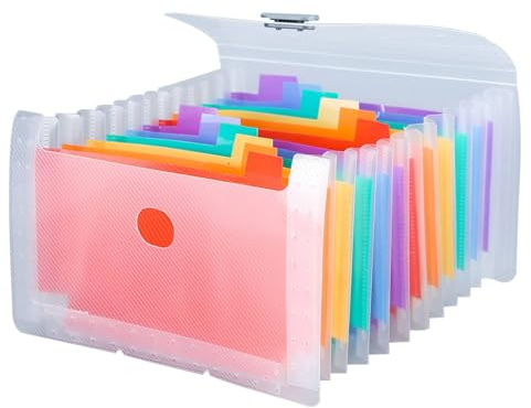 Organizer per flashcard A6 a 13 tasche con divisori colorati – Porta carte indice espandibile per appunti di studio, biglietti da visita e ricette – Custodia portatile, resistente e impermeabile