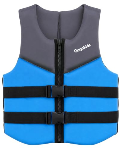 Gogokids Youth Swim Vest for Kids Teens Boys Girls 50-90 lbs & 75-125 lbs, Soft 3D Fabric Swim Jacket, Lightweight Pool Float Vest with Adjustable Straps for Swimming Boating Kayak Beach Water Sports