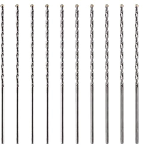 Rennie Tool - 10pcs 5.5mm x 200mm Long TCT Masonry Drill Bit Set | For Concrete Brick Porcelain Ceramic Tile Plastic Wood Etc. Tungsten Carbide Tipped For Standard Rotary Drills (NOT SDS)