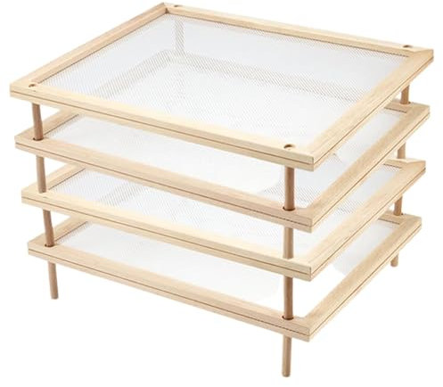 Pasta Secado. Ropa de secado de rack | Estante de almacenamiento de frutas abierto con Net deshidratada | Secador de madera desmontable apilable para frutas de carne de carne de cocina