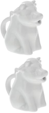 Gatuida 2pcs Animal Shaped Ceramic Milk Jug Handle Cute Creamer Pitcher for Syrup and Sauces for Coffee Lovers and Boys and Girls Easy to Clean