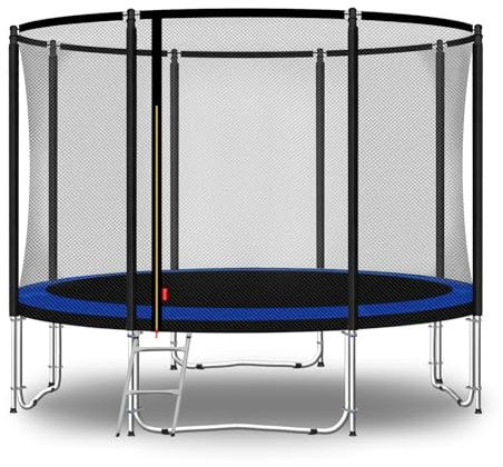 Baunsal® Trampolin Outdoor Ø 335 cm (FGOS) blau-schwarz als Komplettset Gartenspielzeug Kindertrampolin Gartentrampolin rund Garten Spielzeug für Kinder