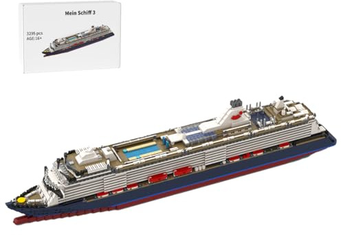 ToyGhillied Großes Kreuzfahrtschiff Modellbausatz, 1/400 Maßstab Mein Schiff Klemmbausteine Kompatibel mit Allen Großen Marken, Baukasten für Display oder Geschenk, MOC-174915 (3295PCS)