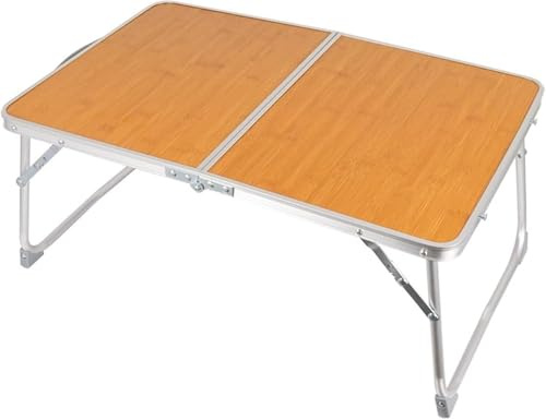 Klapptisch aus Bambus, tragbarer Mini-Campingtisch, ideal für Picknick, Grillen, Computer-Nutzung, leichtes und langlebiges Design