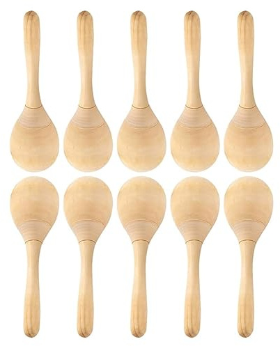 Cpolebev 10 Pezzi Maracas Sonagli A Percussione Manuale Maracas in Legno Fai-da-Te con Suono di Colpo Nitido per Musicali in Legno