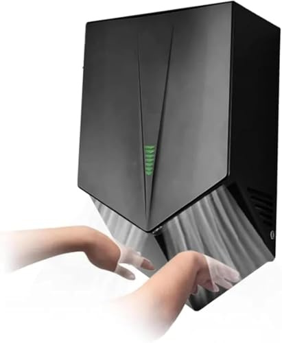 Asciugamani elettrico commerciale, 1200 W ad alta velocità automatico con sensore (asciugatura 6-10 secondi), montaggio a parete per bagni, cucine e servizi igienici, finitura nera resistente