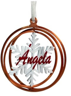 Bola de Navidad Personalizada con Nombre – Adorno Navideño 3D con Copo de Nieve y Anillos Giratorios | Impresa en 3D en España | Colores Personalizables – Decoración Árbol y Regalo Original
