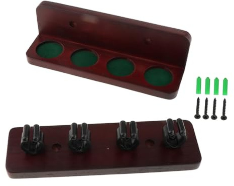 Hellery Pool Queue Rack Wandmontiert Holz Billiard Queue Ständer Halter Kompakt mit Vier Halterungen für Heimspielzimmer Und Billardraum