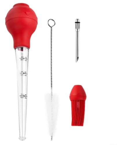 Tidgel Turkey Baster,Silicone,Straw Type,Baked Turkey, For Even Distribution Of Juices On Turkey And Other Meats, Compact And Dishwasher Safe(1 set)