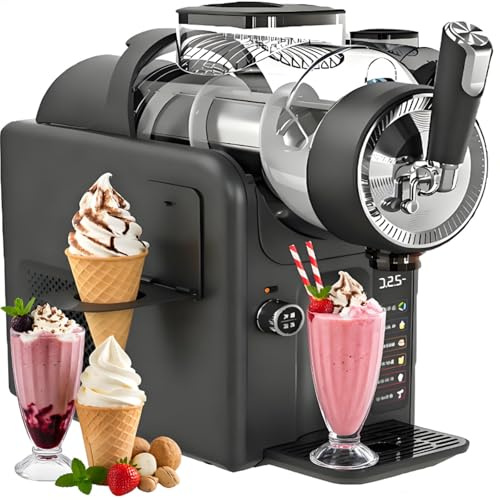 ErShangMao Máquina para Granizados,185 W,Máquina De Bebidas Frías De Sobremesa 5 En 1,Máquina Multifunción para Helados Suaves,con Limpieza Automática,5 Programas Preestablecidos para Batidos Black