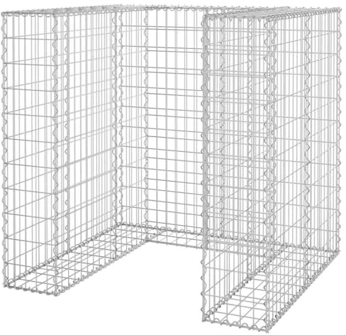 Gabbione per bidone della spazzatura, in acciaio zincato, 110 x 100 x 110 cm | Per 1 bidone della spazzatura, antiruggine, resistente alle intemperie, rete metallica saldata, giardino, cortile, terrazza