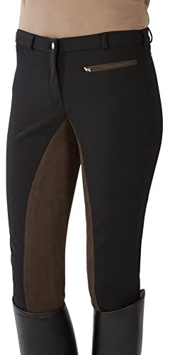 PFIFF 100368 Damen Reithose Softshell, farblich abgesetzter Vollbesatz, Schwarz 38