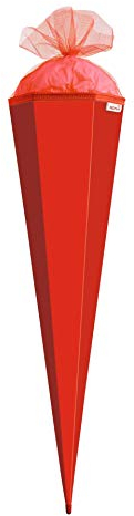 ROTH Bastelschultüte 85cm rot sechseckig - Schultüte mit Stabiler Rot(h)-Spitze mit Tüll-Verschluss