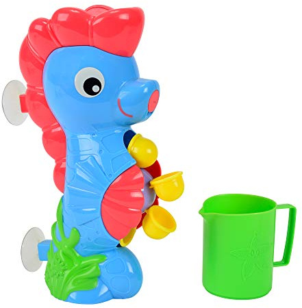 Simba 104016791 - ABC Badewannen-Seepferdchen (26 cm), für Kleinkinder ab 1 Jahr, buntes Badewannenspielzeug mit Saugnäpfen, lustigem Wasserrad und Becher Mehrfarbig 1 Stück (1er Pack)