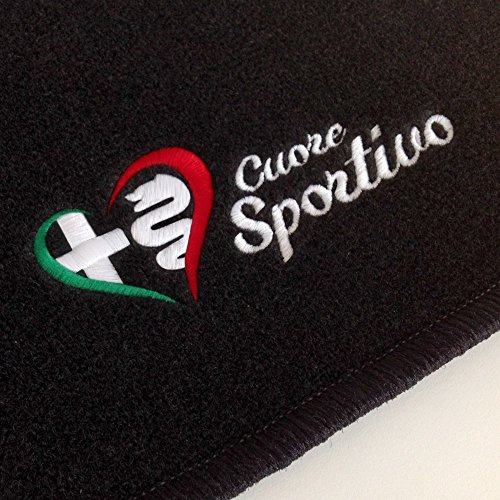 Autoteppich-Stylers Fußmatten mit Stick Cuore Sportivo Italia passend für Alfa Romeo Giulietta Typ 940 Baujahr 2010-2020