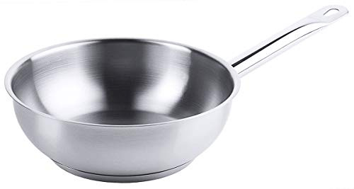 Contacto Sauteuse Edelstahl 18/10 Ø20 cm mit Rohrgriff & Schüttrand, induktionsgeeignet, Kapselboden, Kochtopf ohne Deckel