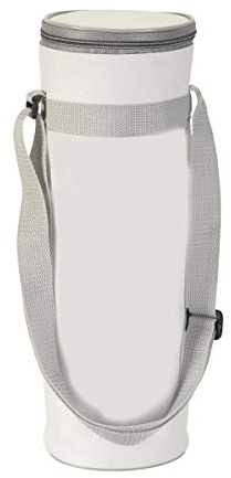 noTrash2003 Sac isotherme à suspendre pour bouteille de 1,5 l, bandoulière réglable, petit sac isotherme pour boissons, réfrigérateur extérieur, voyage et Co (blanc)