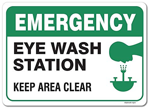 eSplanade Emergency Eye Wash Station Sign Sticker Decal - Easy to Mount Weather Resistant Long Lasting Ink (Size 10x7)