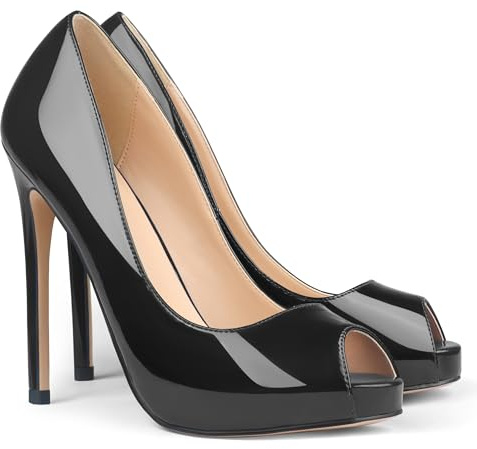 Eithy Women's Thin High Heels Pumps Platforms Shoes for Party Daily Wears Black 8.5 US