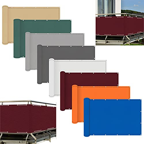 Pantalla para Balcón Jardín Protección de Privacidad Pantallas Protectoras Rectangular con Cables Y Cuerdas Resistente Al Viento Y Al Agua Transpirable con Ojales para Jardín Balcón Terraza