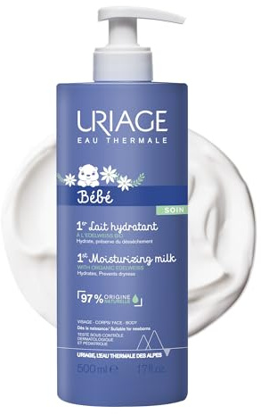 Uriage Bebè Latte Idratante Quotidiano con Stella Alpina Bio e Burro di Karitè - Nutre, idrata e protegge la pelle - Non unge - Delicatamente profumato - 97% di ingredienti di origine naturale - 500ml
