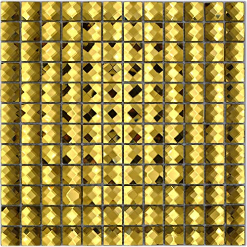 Mosaikfliese Diamant gold glänzend Wand Boden Küche Bad Dusche Mosaikplatte Mosaikboden