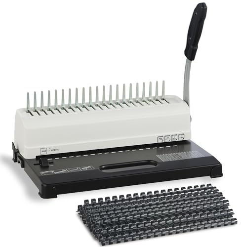Binditek Binding Machine, 19-Hole, 450 Sheets, Comb Binder Machines with 100 PCS 1/2 Comb Spines, for Letter Size, A5 or Smaller Sizes