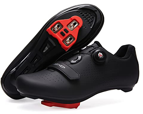 Mens Cycling Shoes Womens, Mountain Road Bikes Shoes Compatible with Shimano SPD Lock Look Pedal, Compatible with Peloton Bike Shoes All Black Size UK 8.5