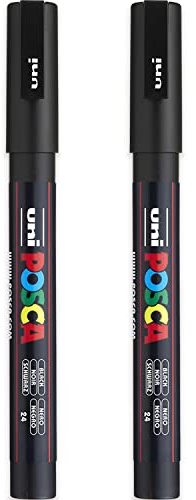 Posca PC-3M Farbmarker Kunststifte – 0,9–1,3 mm Spitze – schwarze Tinte – 2 Stück